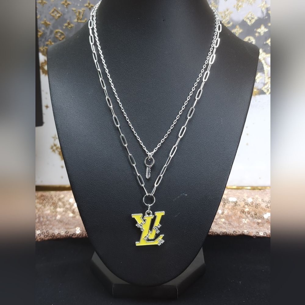 Unbranded Double Stacked Silver Necklace W/ Charm